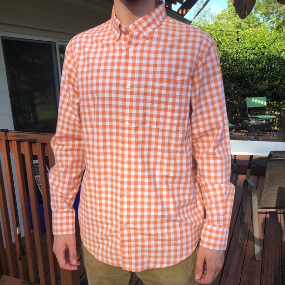 Dockers checkered orange and white button down - Picture 3 of 4